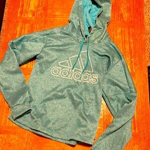 EUC Adidas Climawarm Teal hooded sweatshirt size 10-12